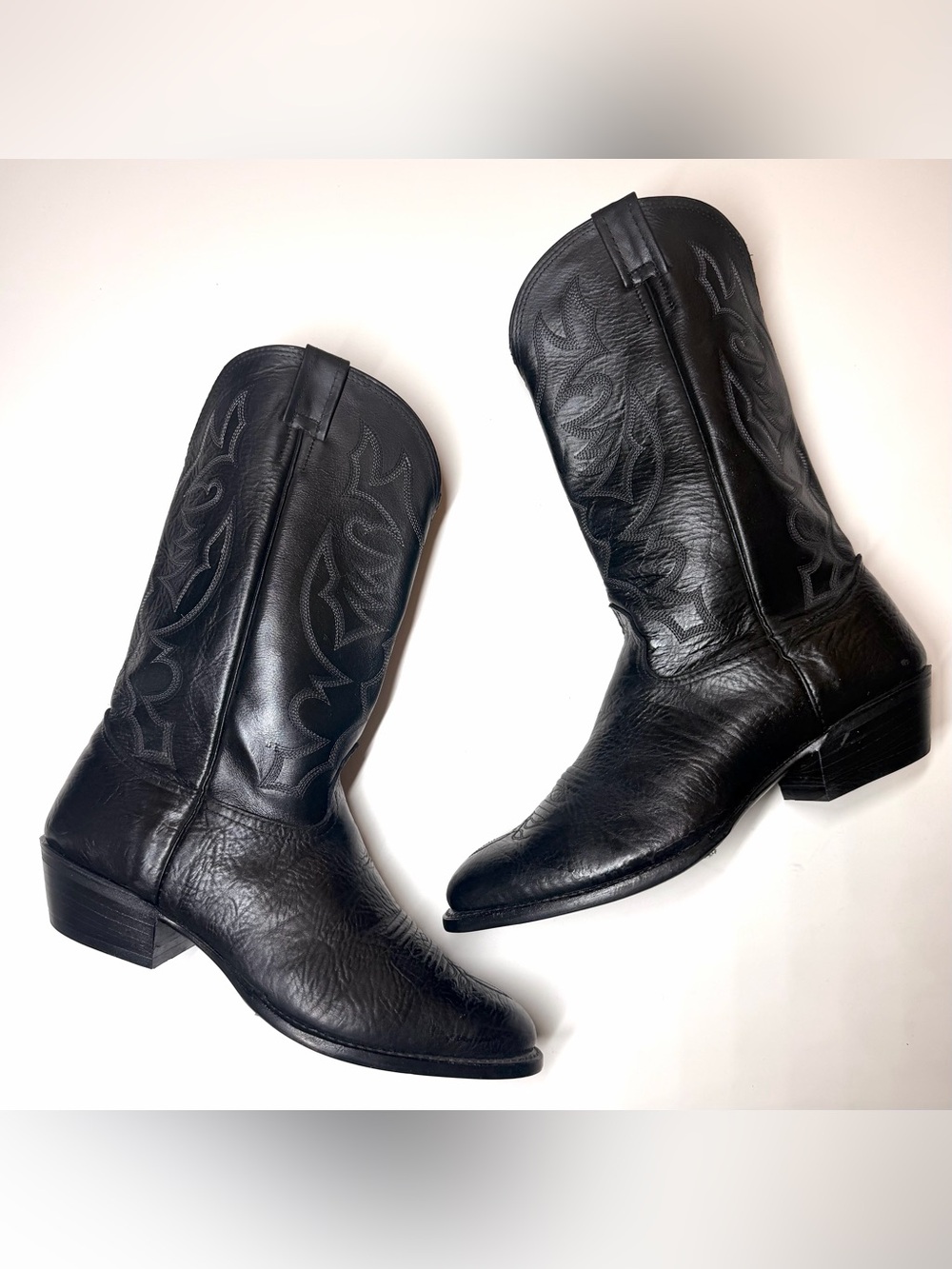 Larry Mahan Men’s vintage black leather western boots Size- 13